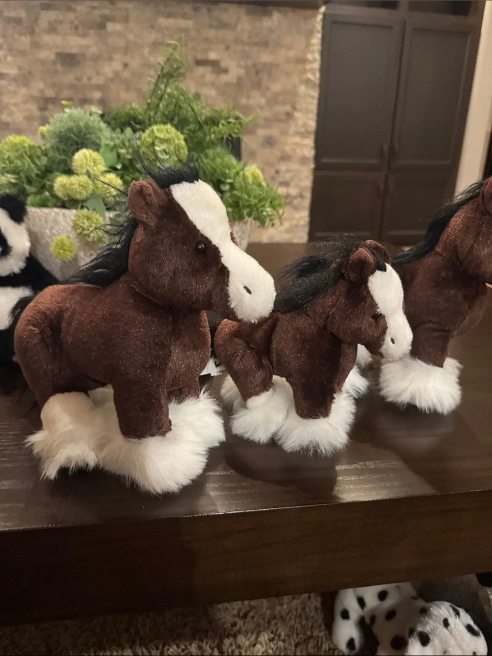 Plush Brown and White Horses -